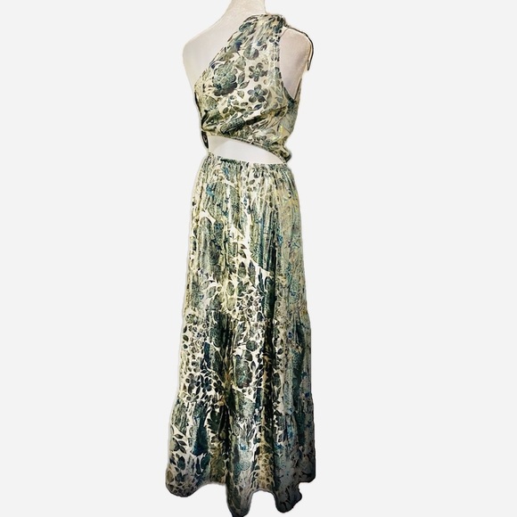 J.Crew Collection One-Shoulder Metallic Silk Maxi Dress – Size 4 - Picture 3 of 10